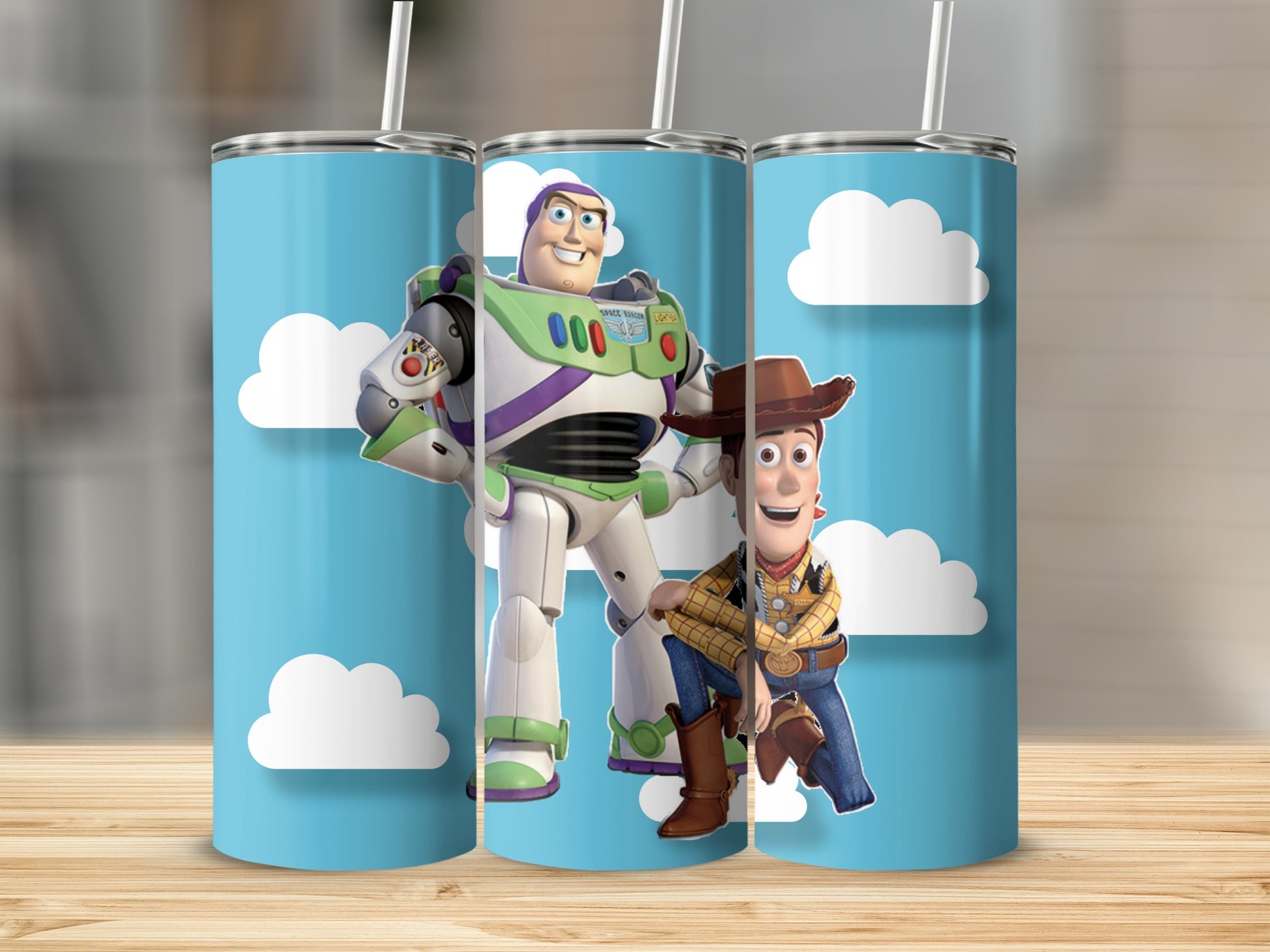 Buzz Lightyear and Woody Blue Cloudy Tumbler Cup