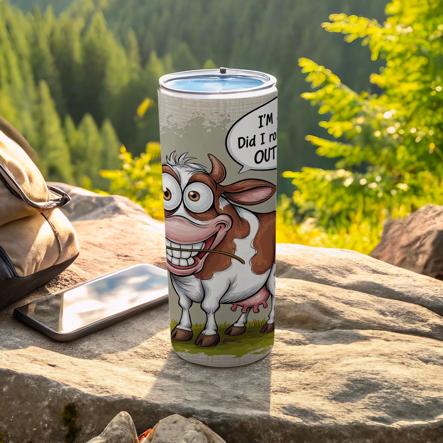 Cartoon Cow I'M Did I ro OUT Humorous Drink Container product type