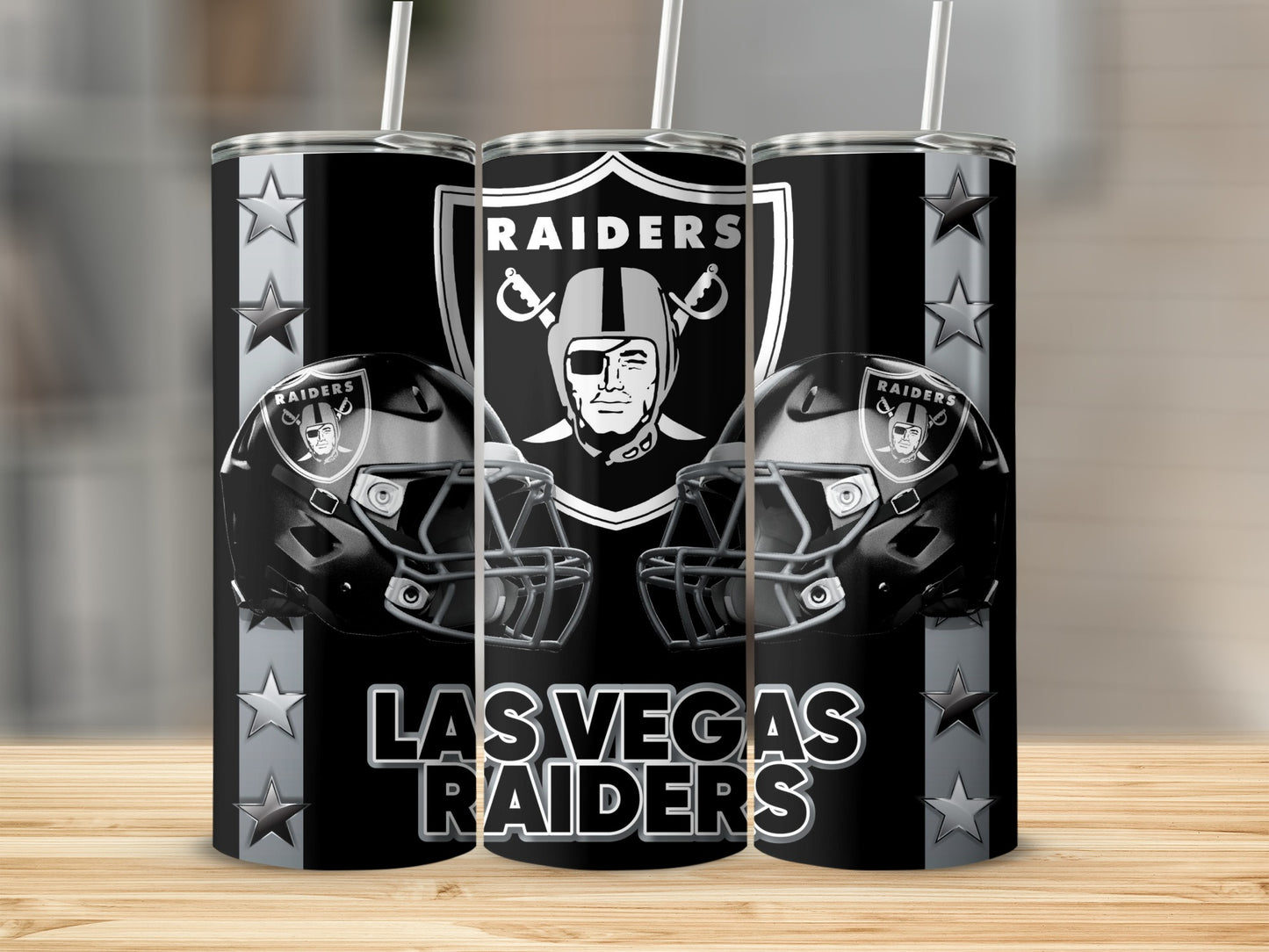 Las Vegas Raiders Football Helmets Team Logo Star Tumblers