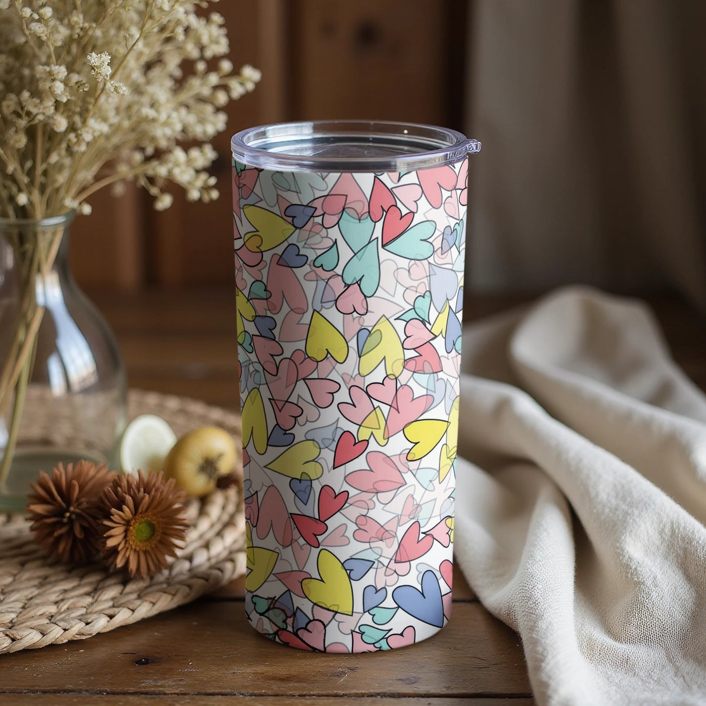Colorful Heart Pattern Insulated Tumbler