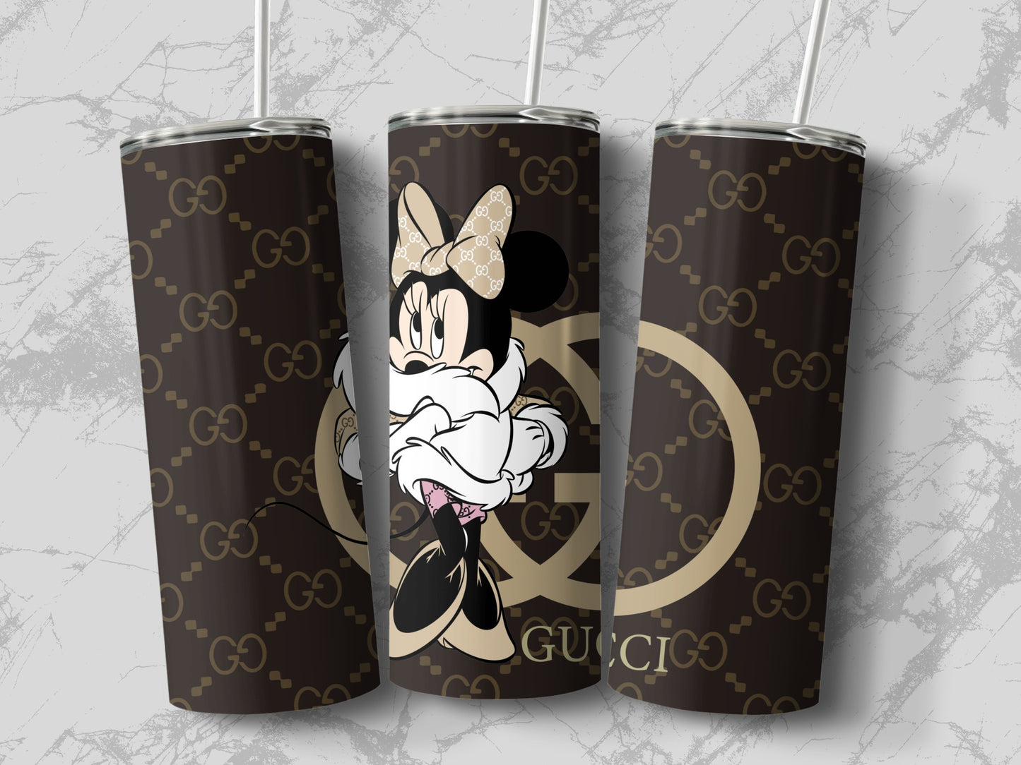 Minnie Mouse Stylish Coffee Tumbler with Gucci Design