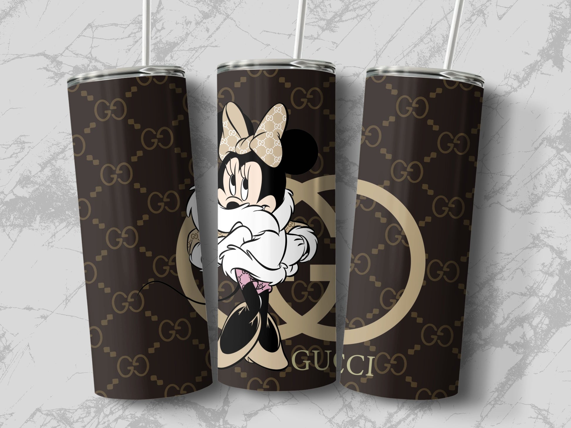 Minnie Mouse Stylish Coffee Tumbler with Gucci Design