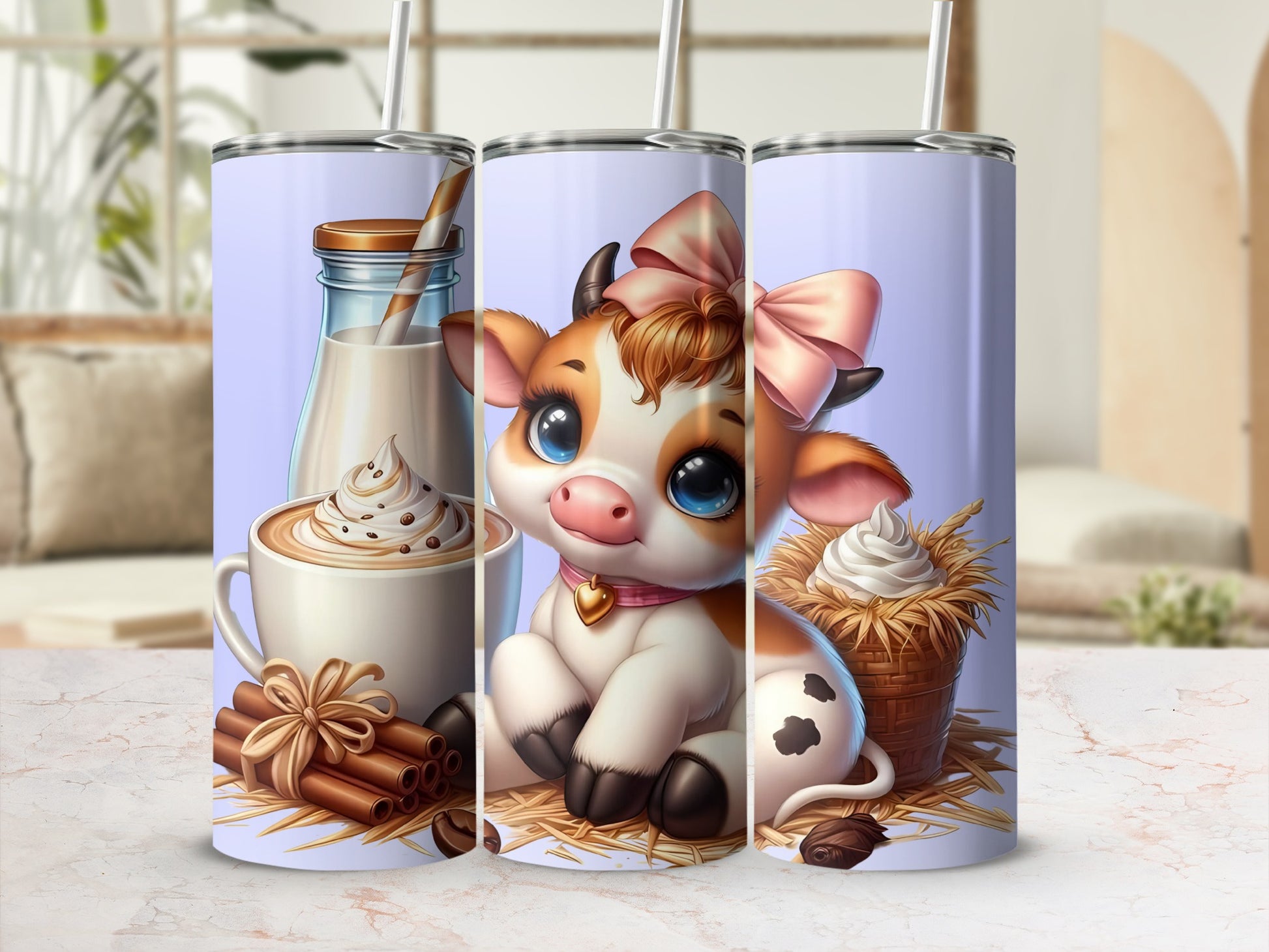 Cute Cow and Milk Carton Themed Tumbler Product