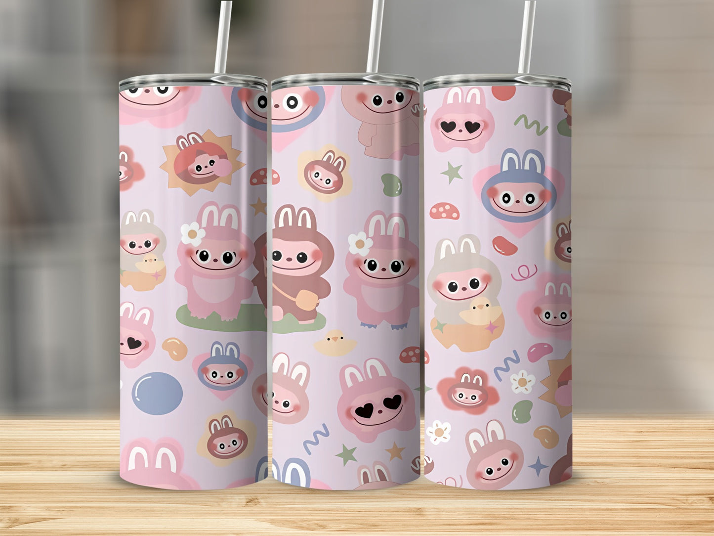 Cute Bunny Cartoon Design Stainless Steel Tumbler
