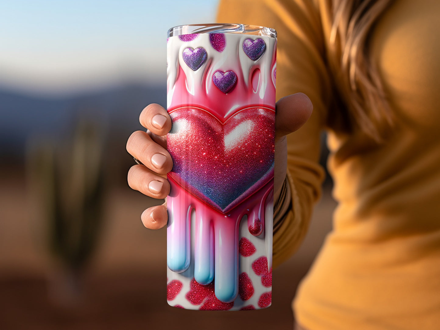 Valentine's Day Heart Melt Valentines Hearts on Background! Hearts and Drips Galore Valentine's Day Theme Tumblers