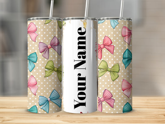 Personalized Colorful Bow Designs Tumbler Cup