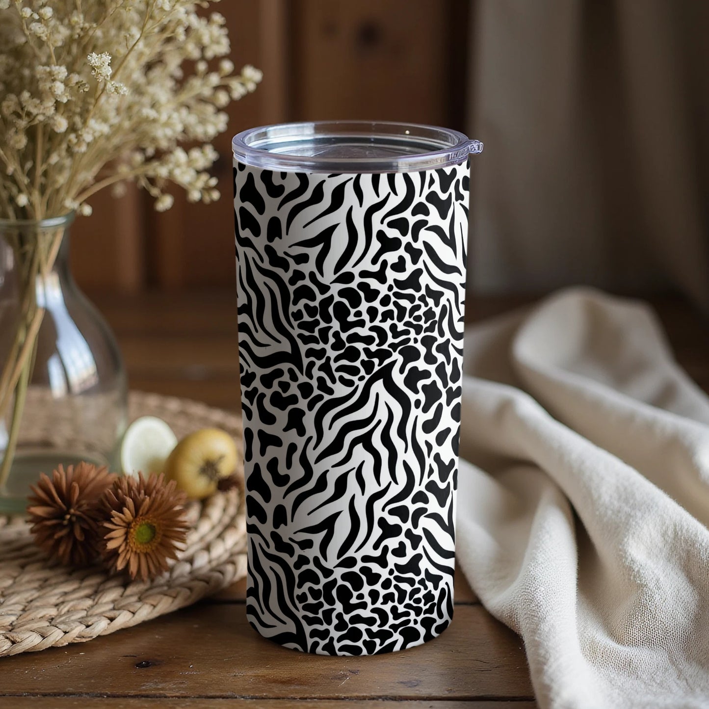 Stylish Black and White Animal Print Tumbler
