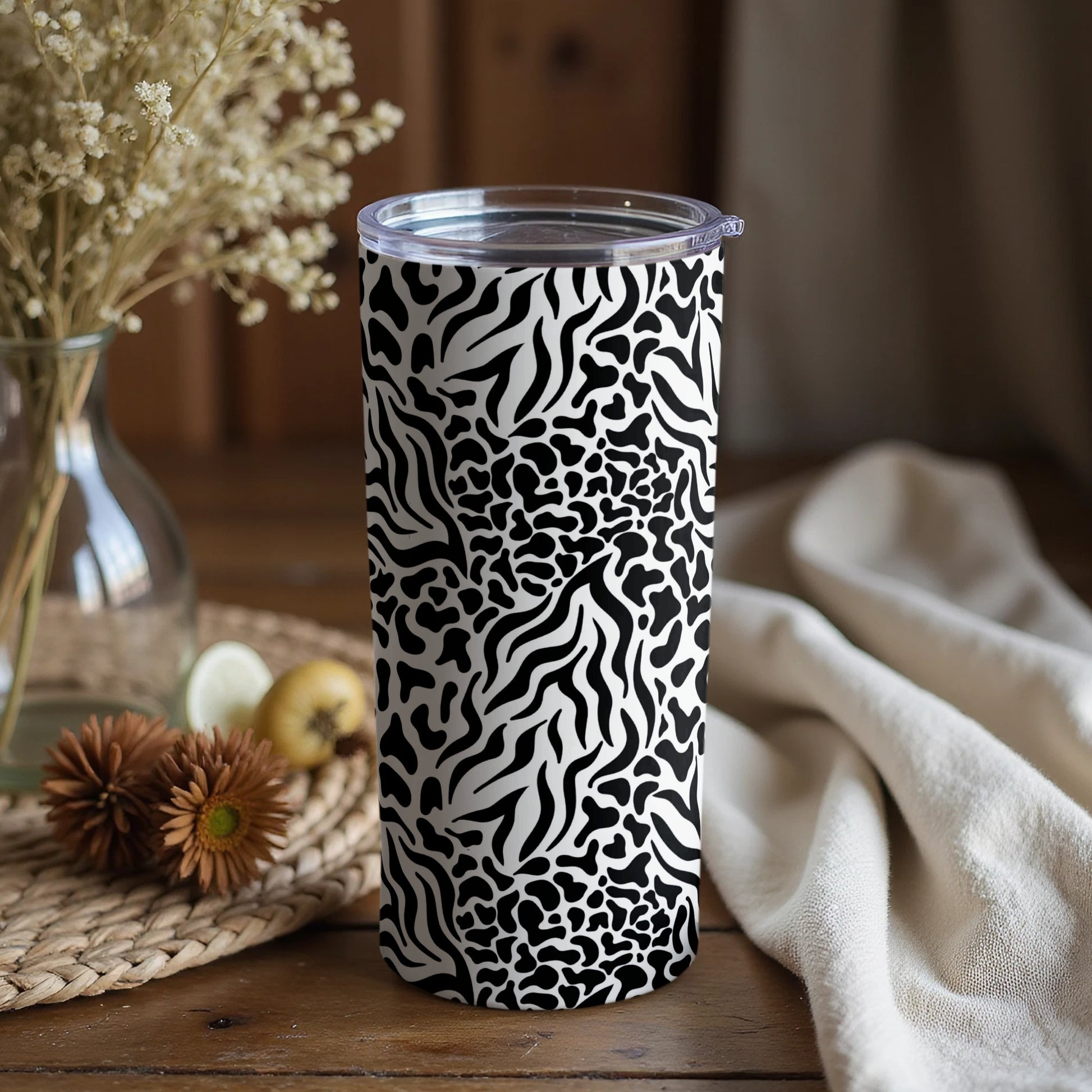 Stylish Black and White Animal Print Tumbler