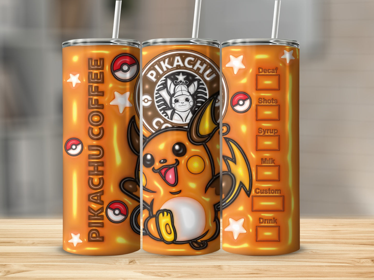 Pikachu Coffee Decaf Shots Syrup Milk Custom Drink product type
