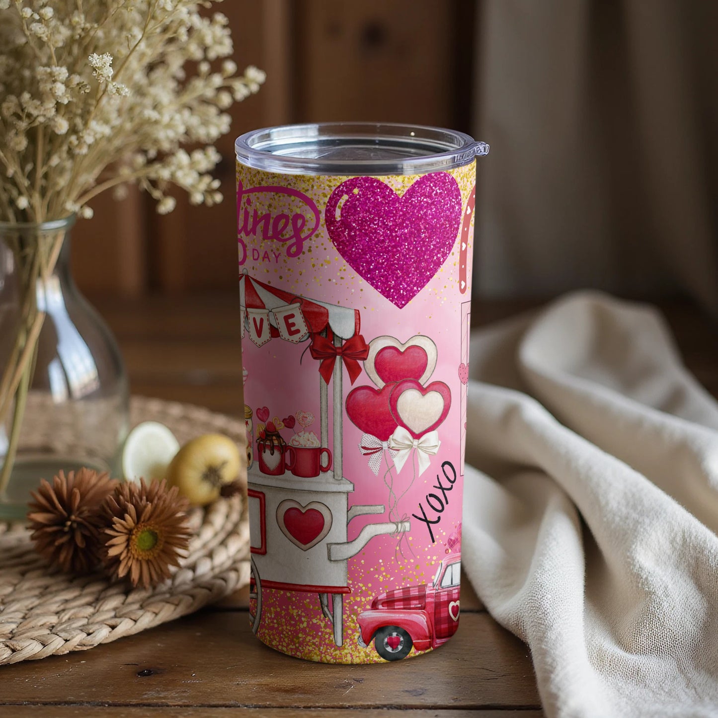 Valentine's Day Themed Decorative Tumbler
