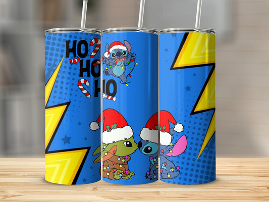 Festive Cartoon Duo Christmas Skinny Tumbler Design