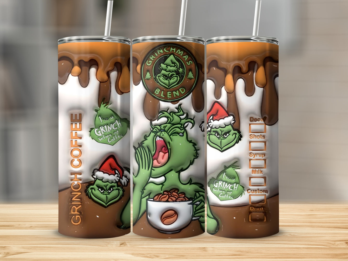 Grinch Christmas Blend Coffee Tumbler with Straw Lid