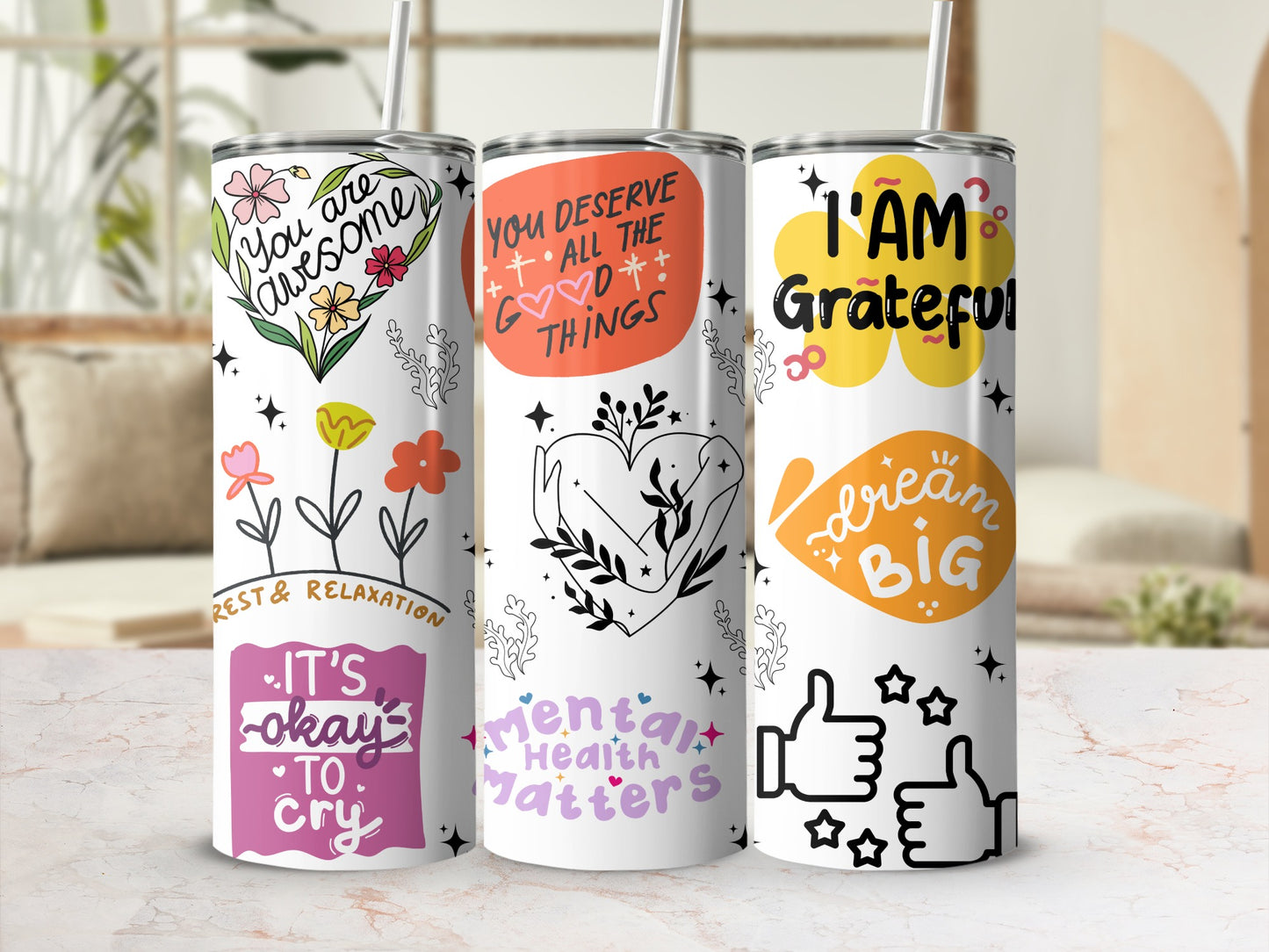 Motivational Quotes and Messages Tumbler Set