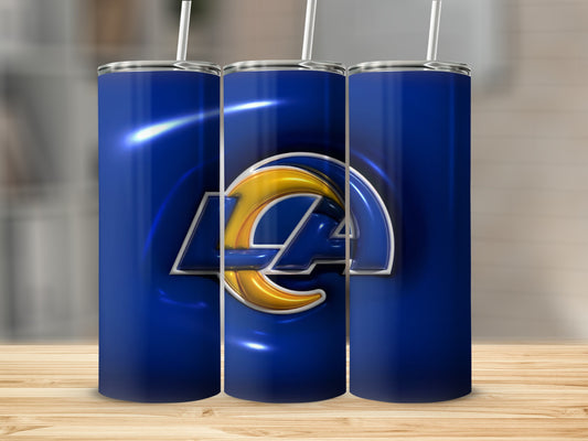 Los Angeles Rams Logo With Blue Background Tumblers