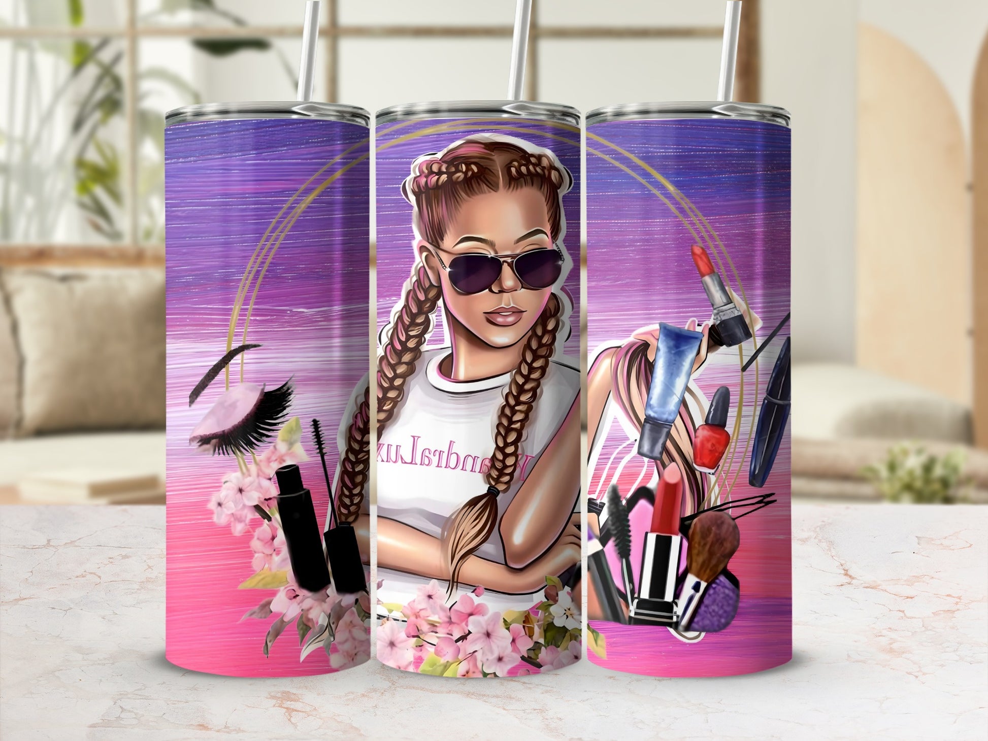 Makeup Accessories Themed Tumbler Custom Design