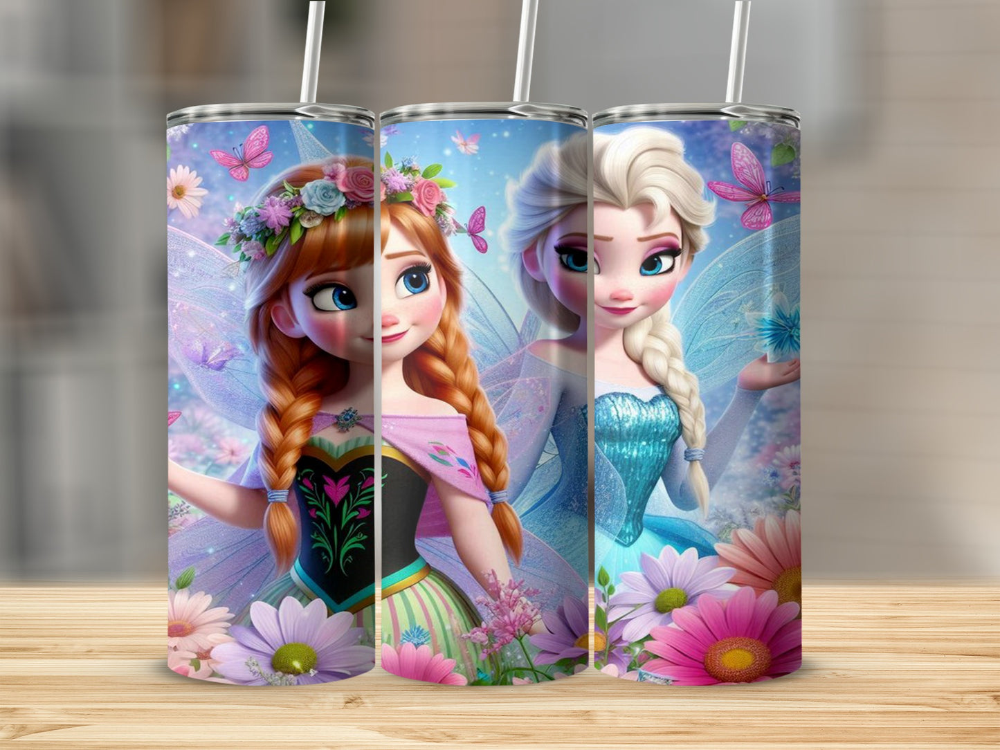 Beautiful Frozen Sisters Design Fairy Theme Tumbler Cup