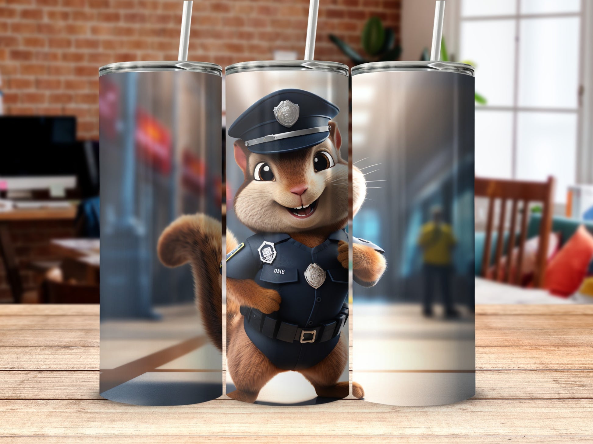 Smiling Chipmunk Police Officer Character Tumbler product type
Chipmunk
Police Officer
Law Enforcement
Cartoon Animal
Cute Character
Smiling Critter
Tumbler Cup
Drinkware
Animal Theme
Uniform Design
Squirrel Mascot
Kids Design
Fun Graphic
Animated Buddy
Officer Hat
Whimsical Art
Desk Accessory
Gift Idea
Reusable Cup
Beverage Holder