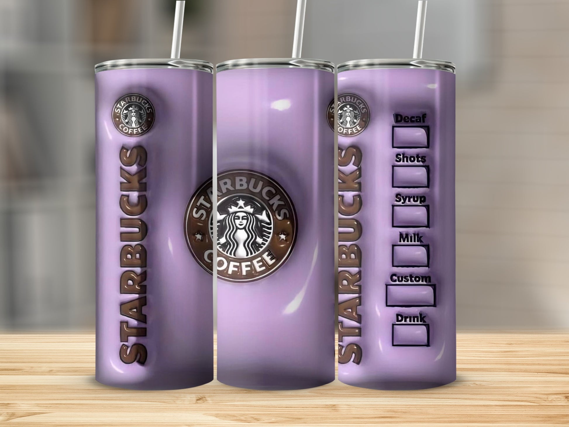 Customized Starbucks Tall Purple Tumbler with Straw