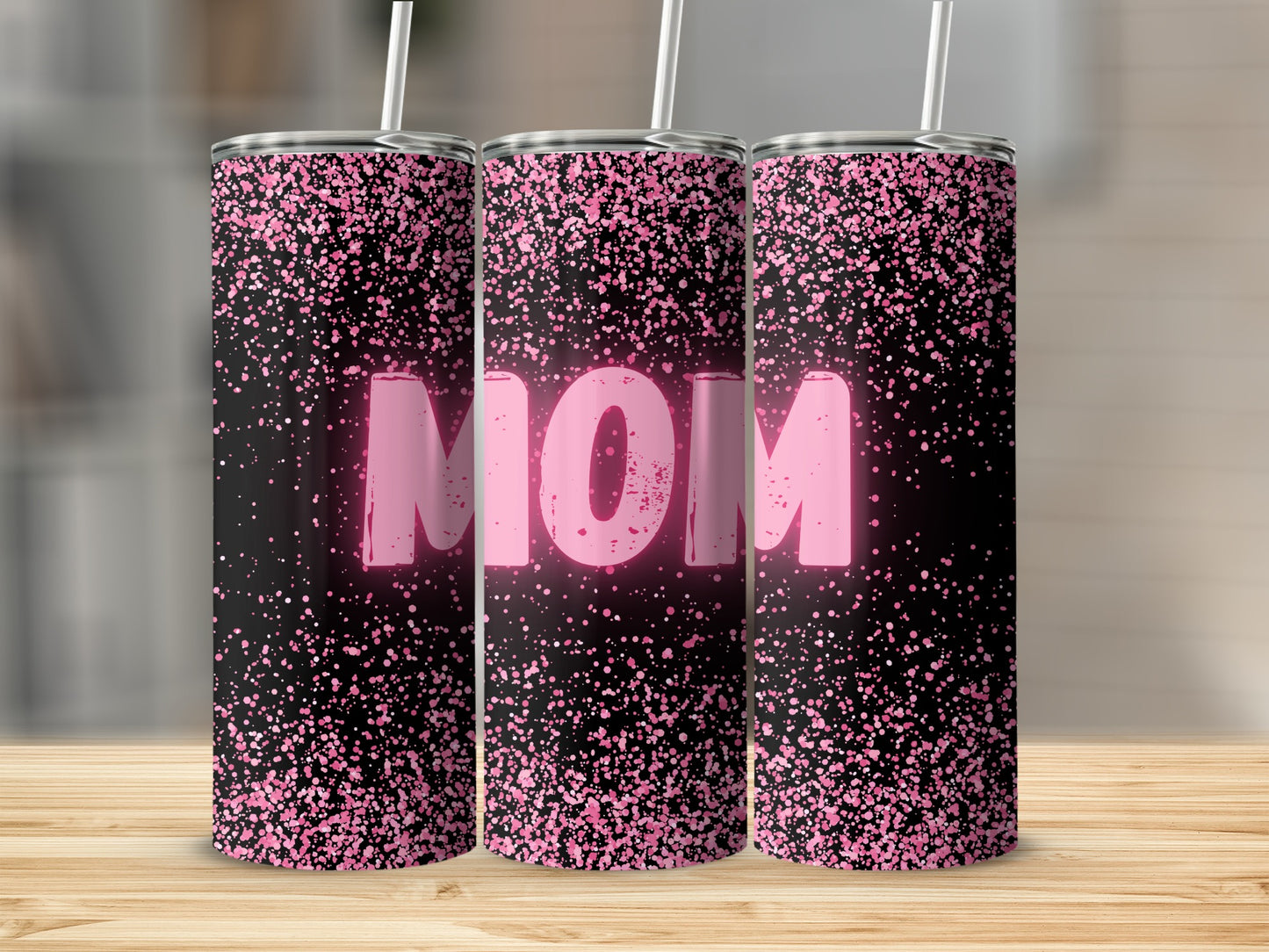 Pink Speckles MOM Tumbler Insulated Stainless Steel Flask