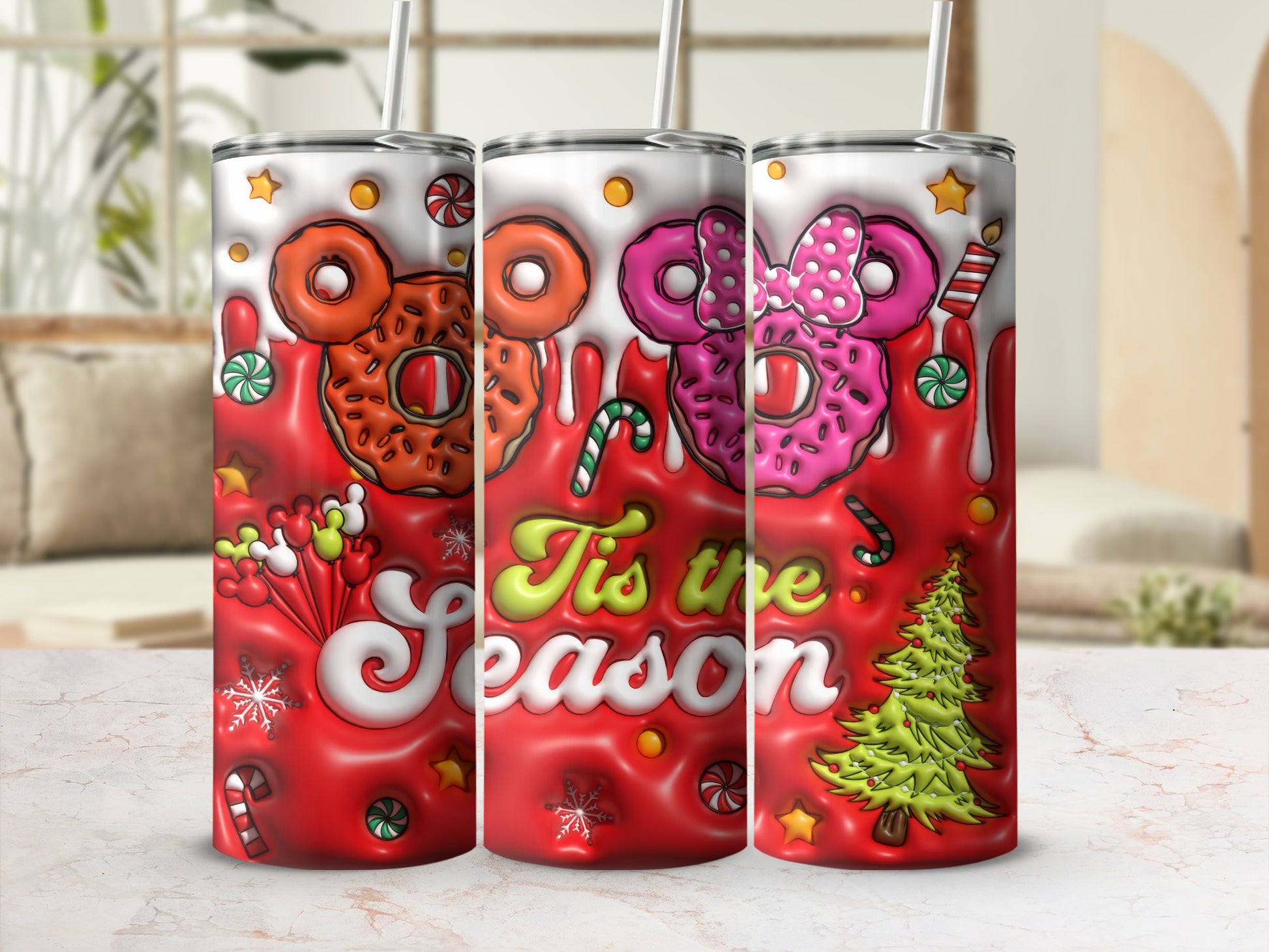 Festive Holiday Tis the Season Christmas Tumbler