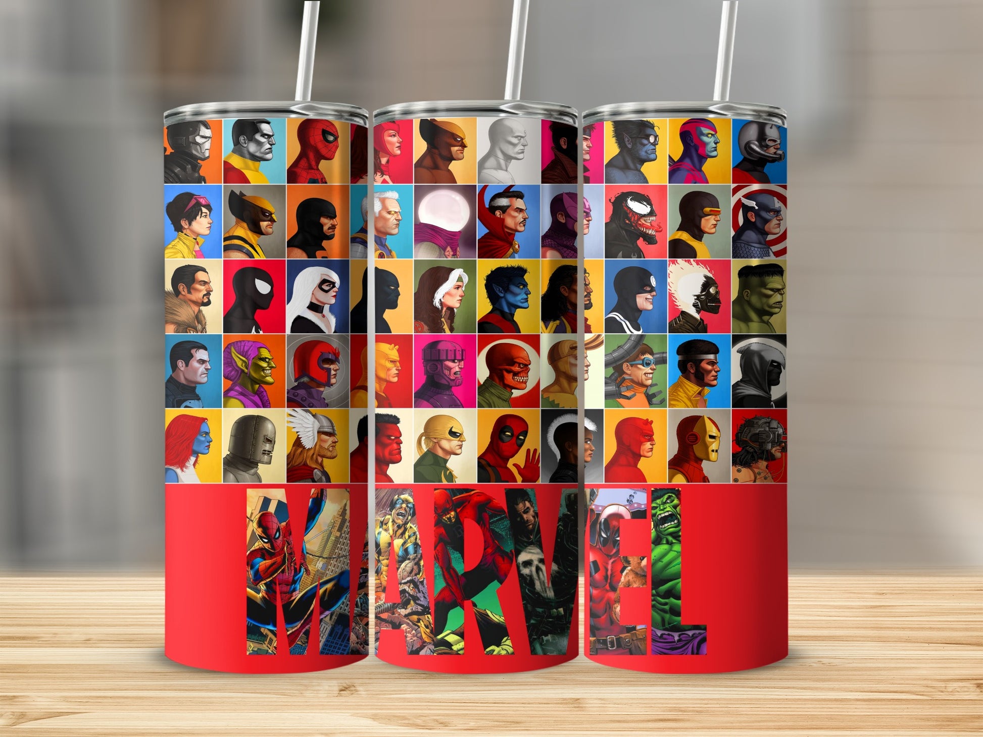 Marvel Superheroes Character Faces Grid Design Tumbler product type