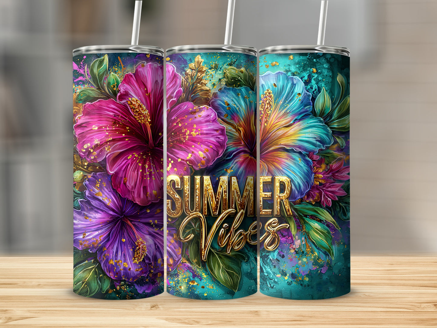 Vibrant Summer Vibes Floral Patterned Tumbler