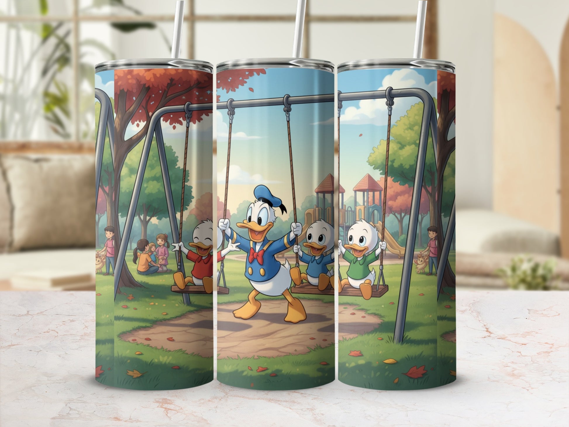 Colorful Family Cartoon Scene Tumbler Cup Children's