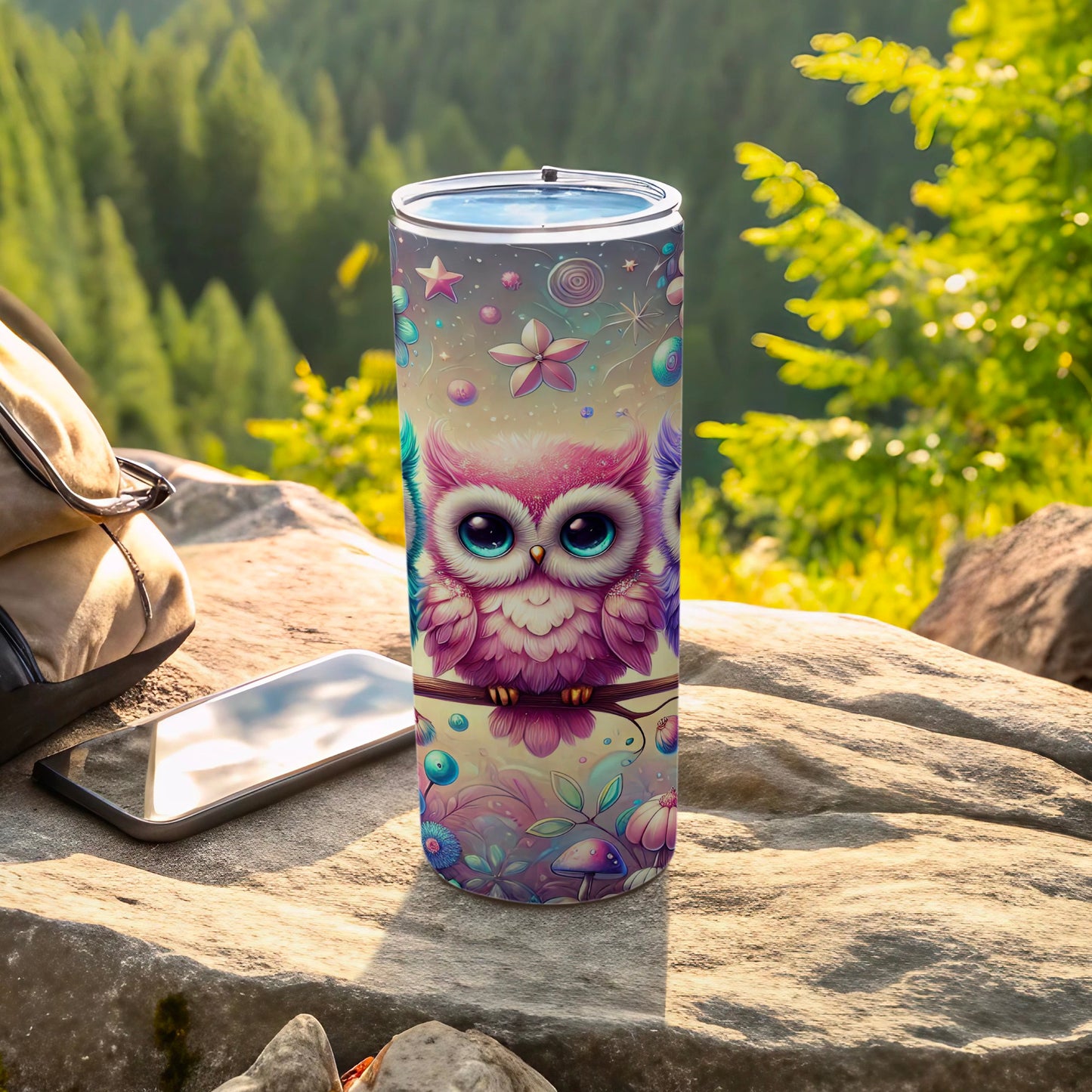 Adorable Owl and Stars Design Insulated Tumbler Cup
