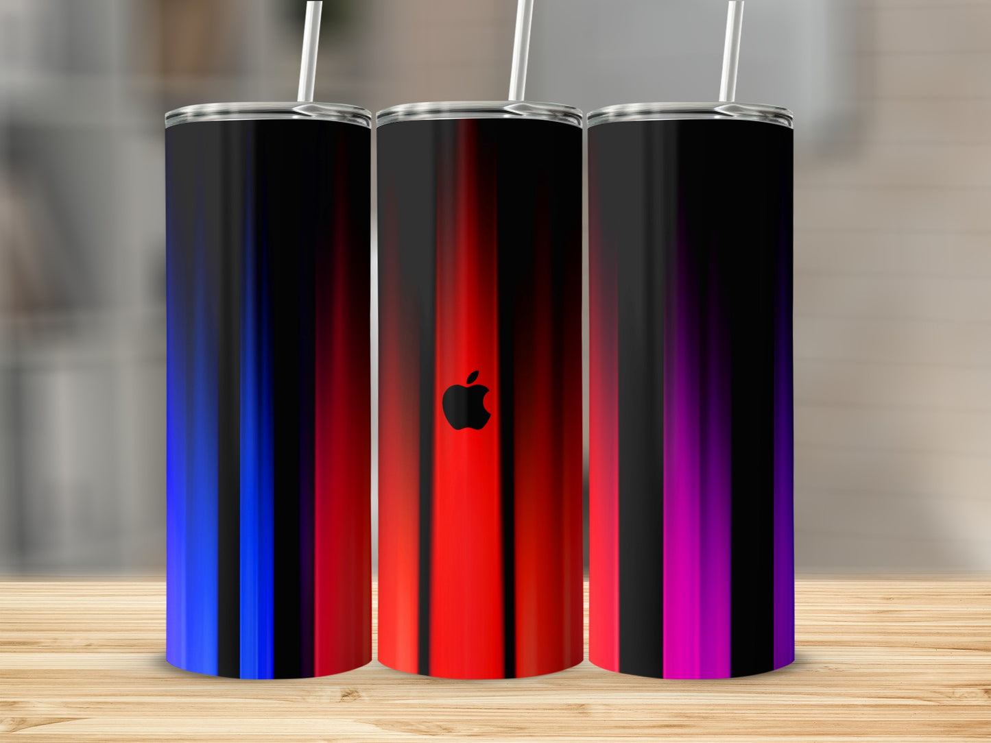 Apple Logo Over Vertical Bright Light Stripes Tumblers