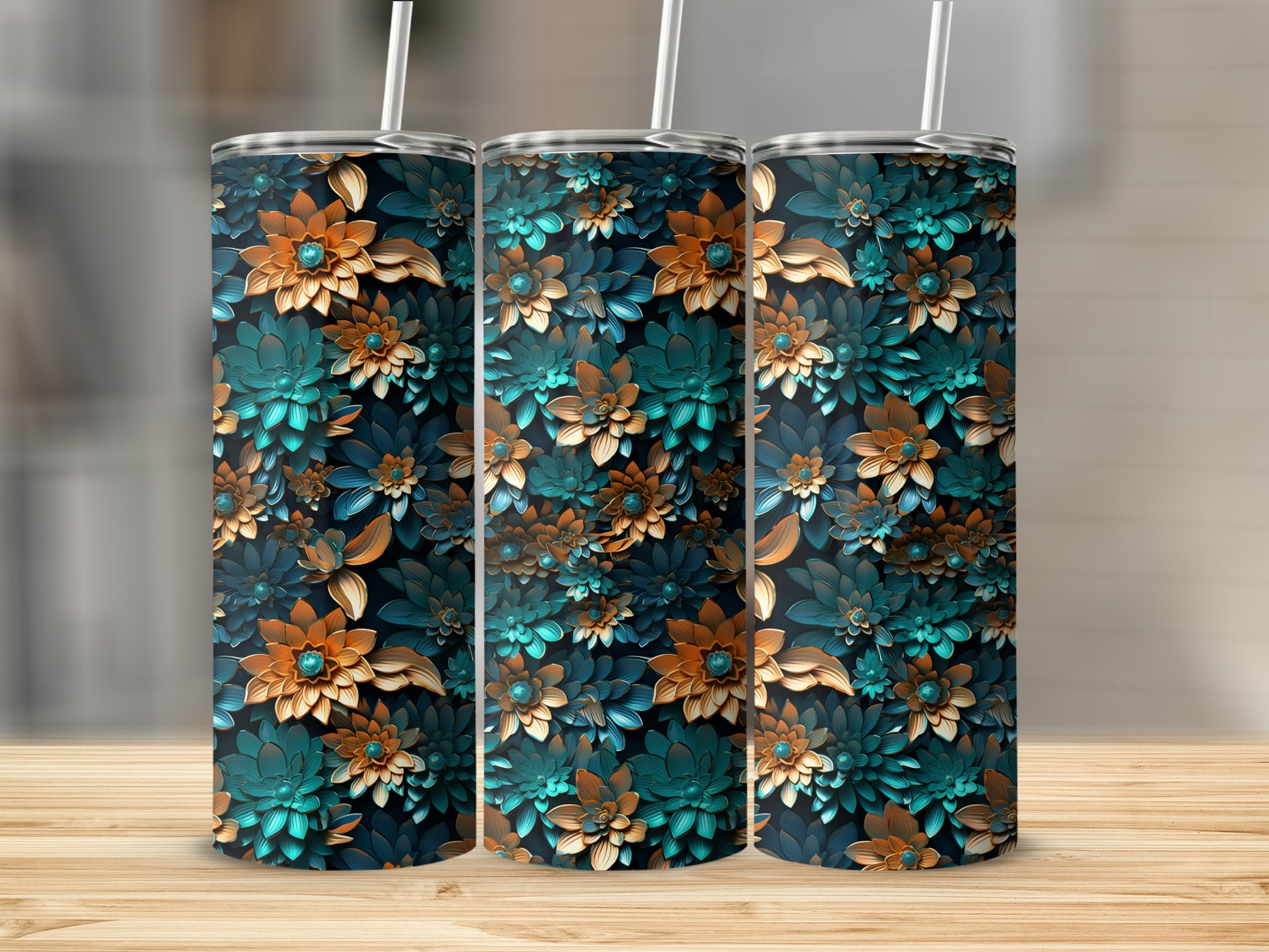 Elegant Floral Pattern Tumbler Stunning Drinkware