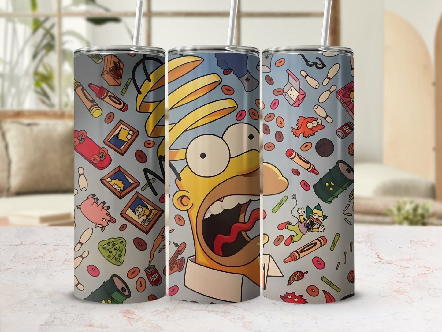 Unique Cartoon Themed Insulated Tumbler with Straw