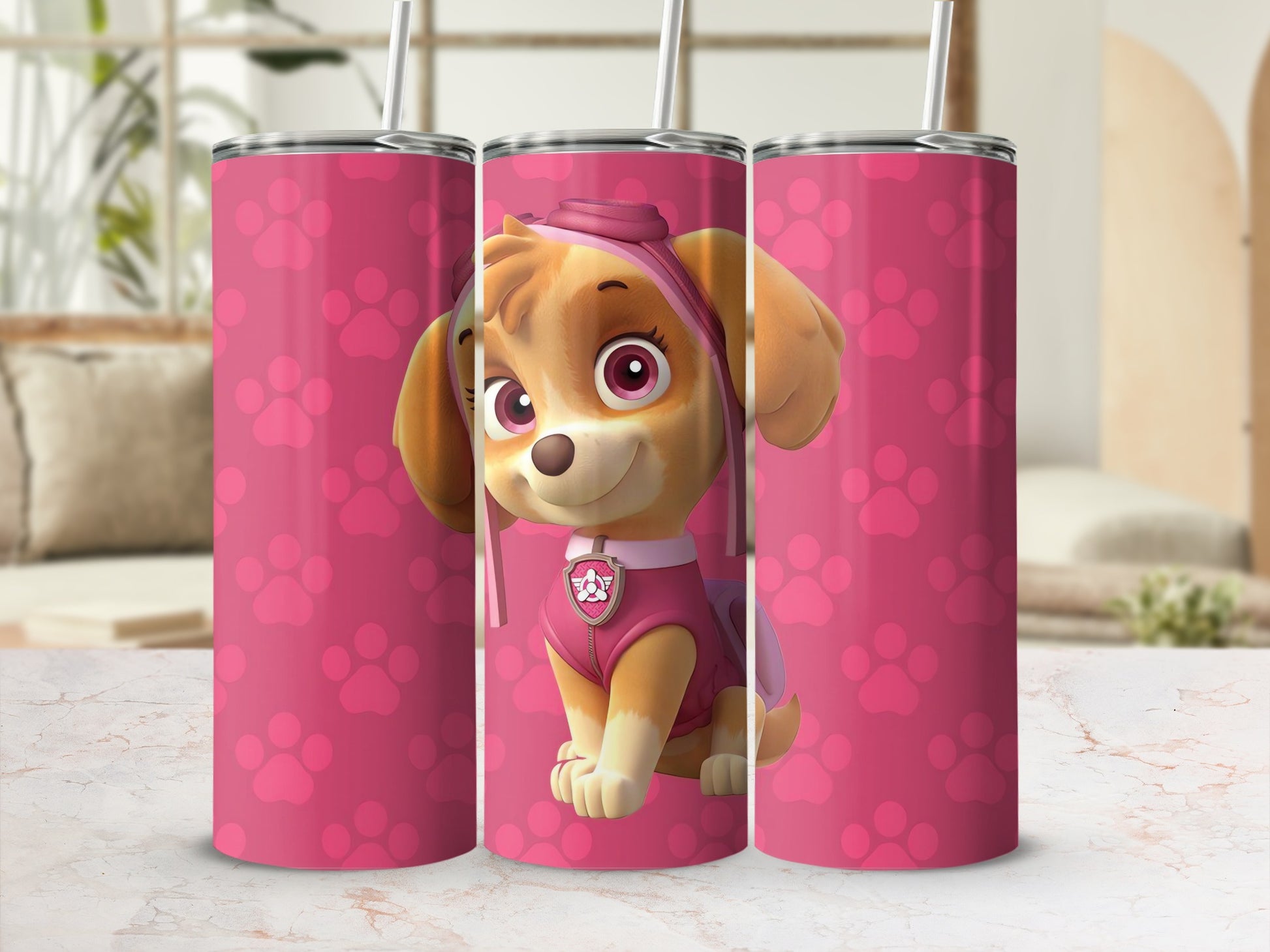 Cute Cartoon Character on Pink Background Tumbler