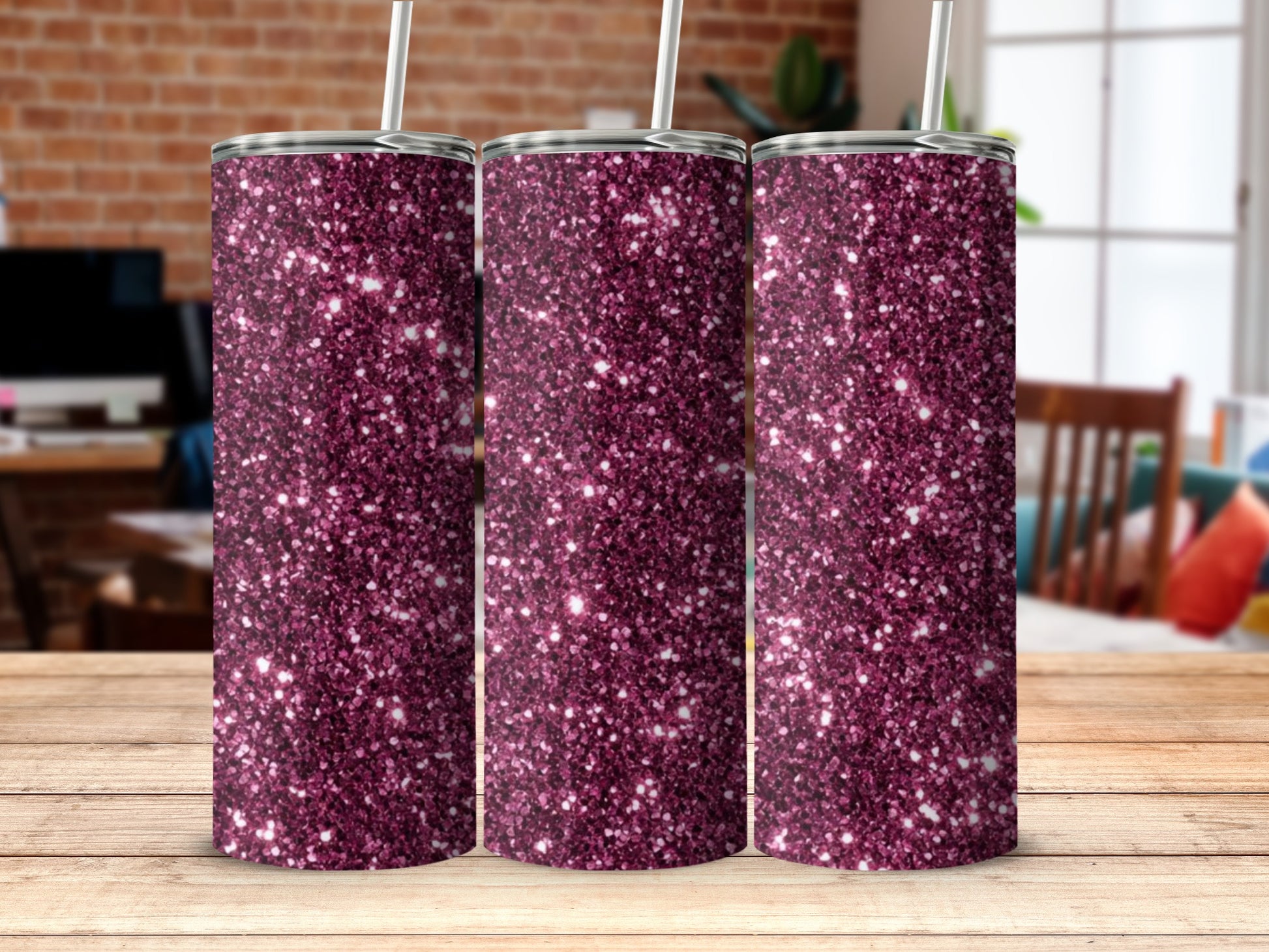 Sparkling Purple Glitter Design Tumbler Pattern