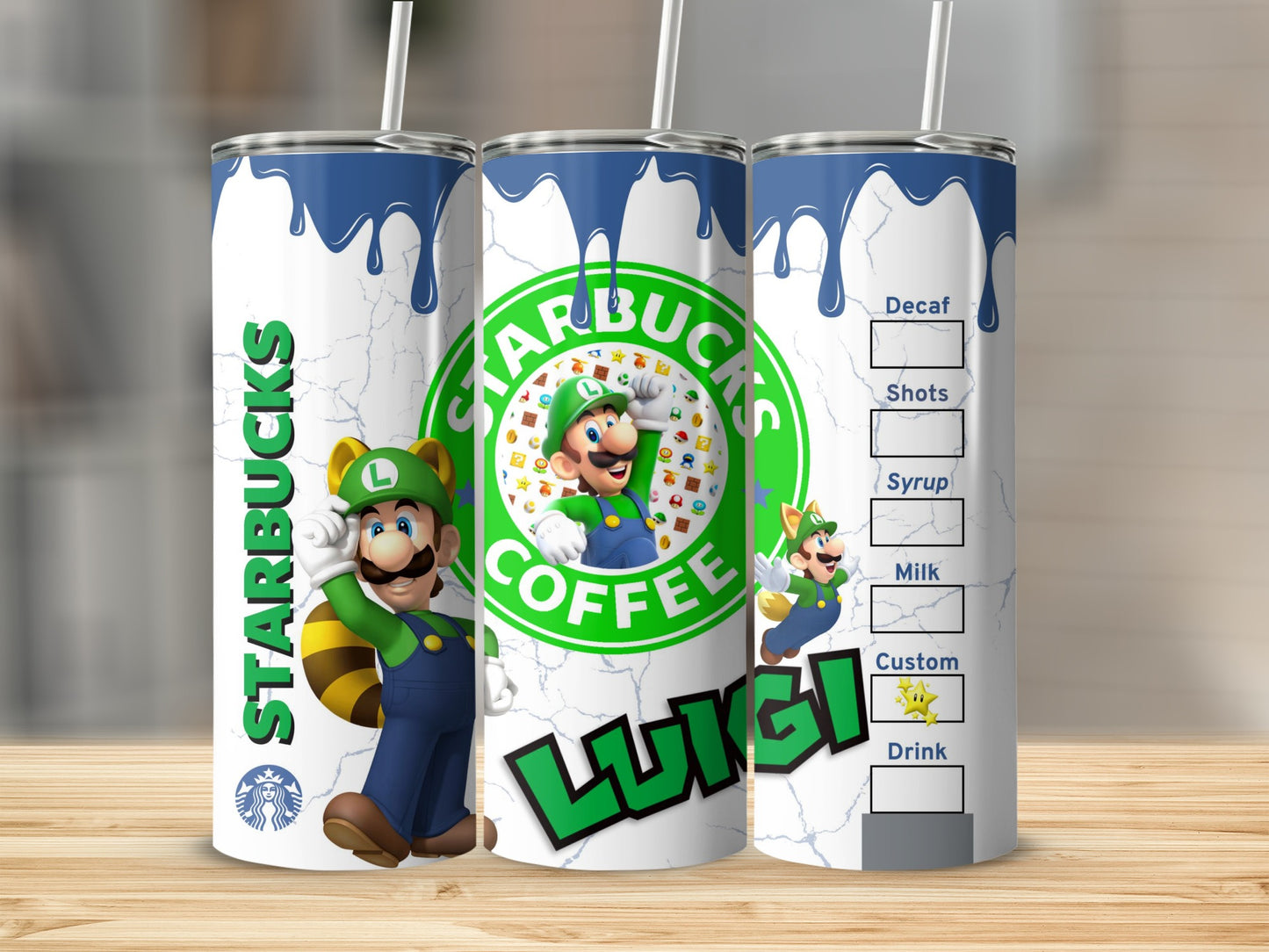 Luigi Starbucks Coffee Custom Drink Tumbler