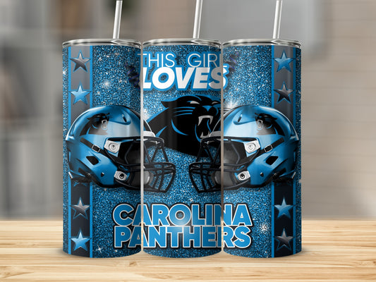 THIS GIRL LOVES Carolina Panthers Football Helmets Tumblers