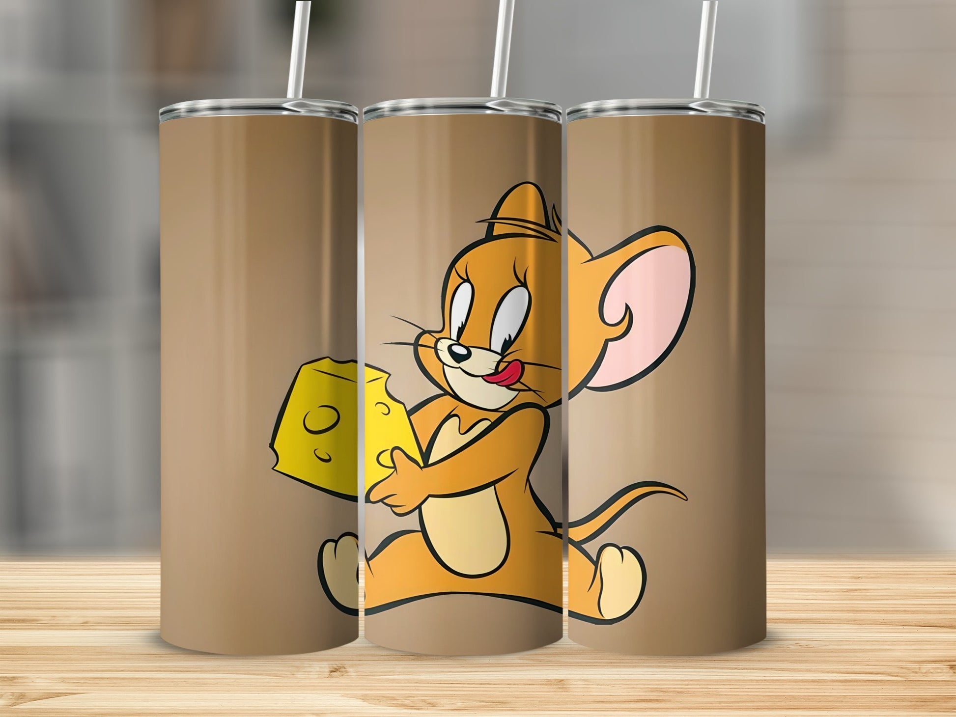 Cute Cartoon Mouse with Cheese Tumbler Cup