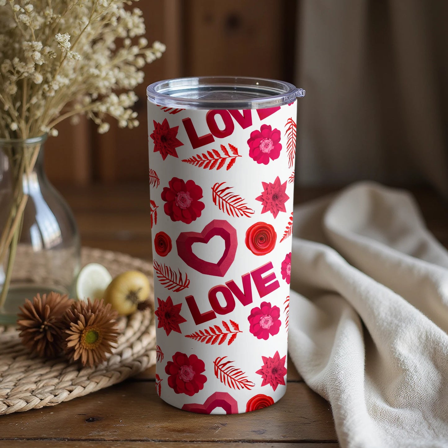 Vibrant Love and Flowers Design Tumbler Product