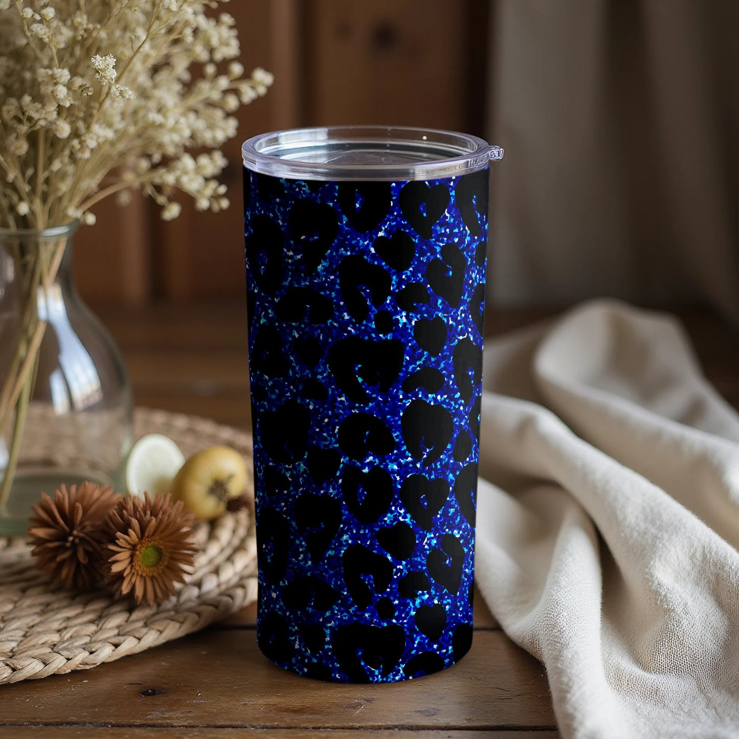 Vibrant Blue Leopard Print Tumbler for Stylish Drinks