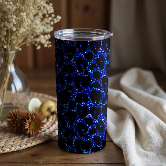 Vibrant Blue Leopard Print Tumbler for Stylish Drinks