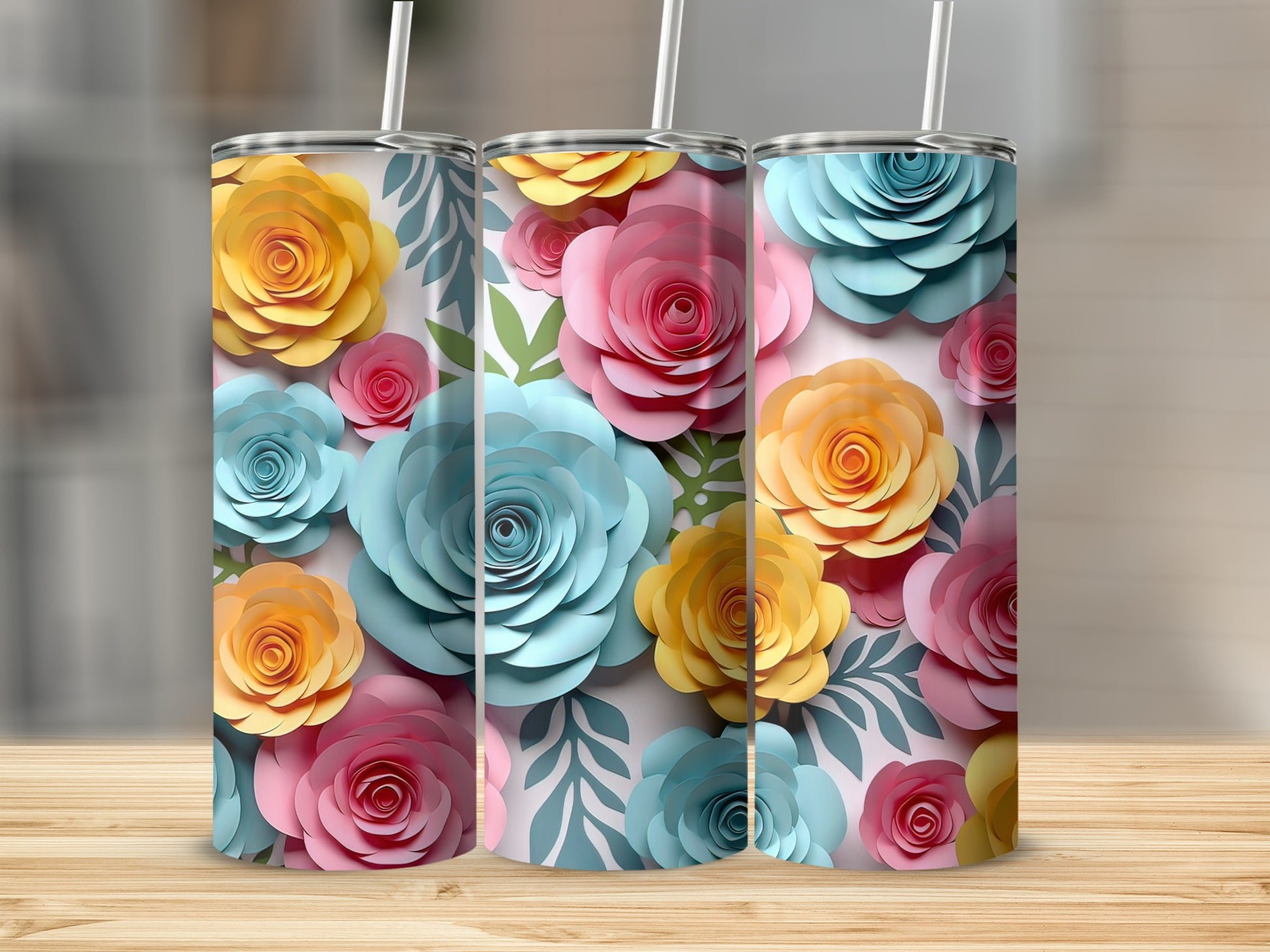 Vibrant Floral Art Printed Tumbler for Stylish Hydration