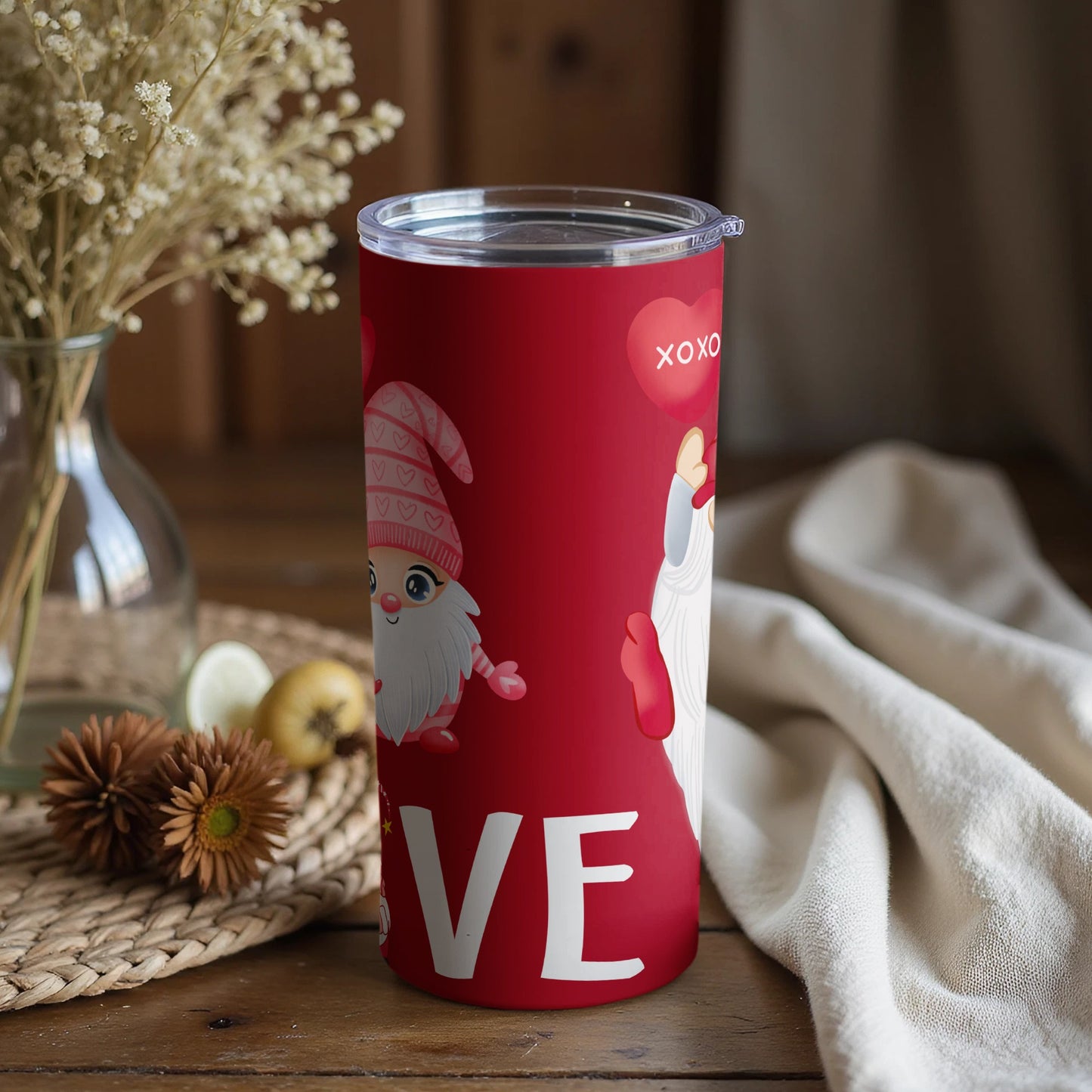 Festive Gnome Tumbler with Santa Claus Graphics