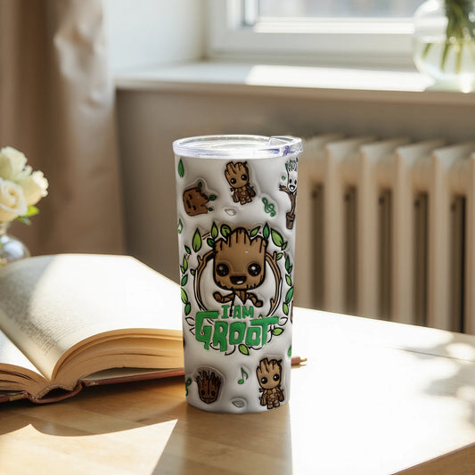 I Am Groot Themed Insulated Tumbler with Lid