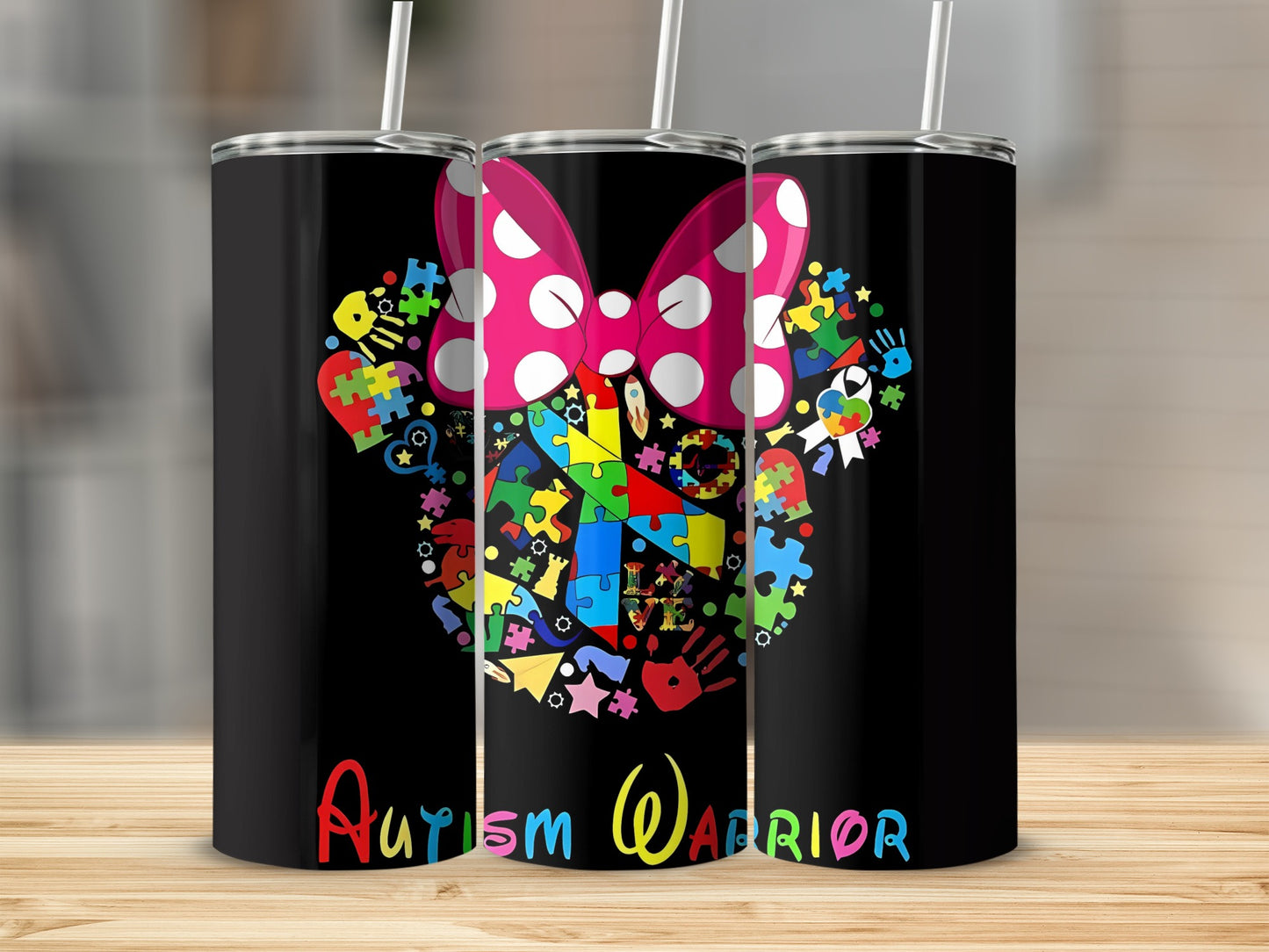 Autism Warrior Tumbler with Puzzle Piece Design