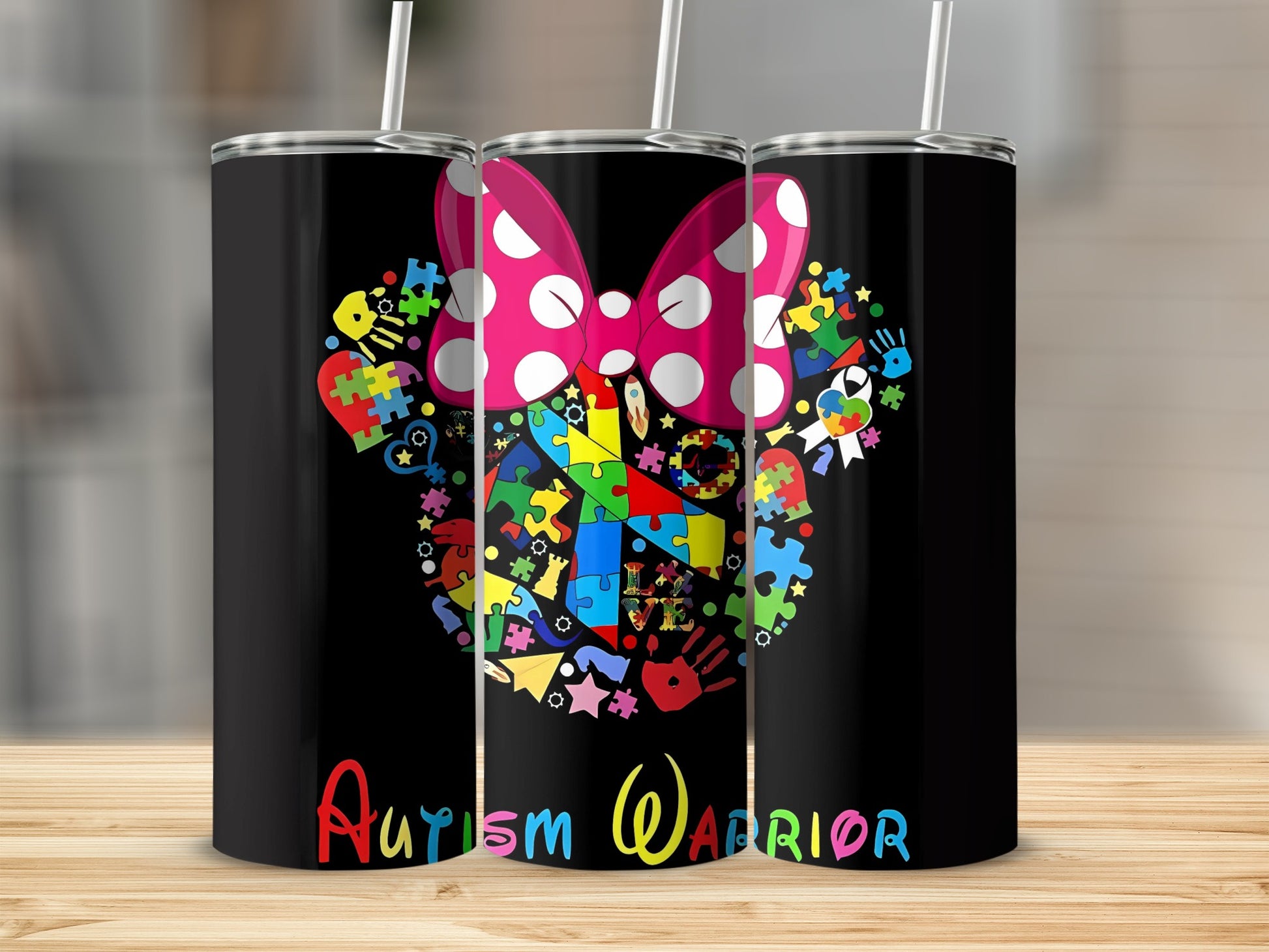 Autism Warrior Tumbler with Puzzle Piece Design