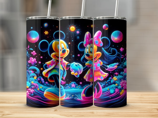 Neon Mickey and Minnie Mouse Tumbler Set Colorful Cup