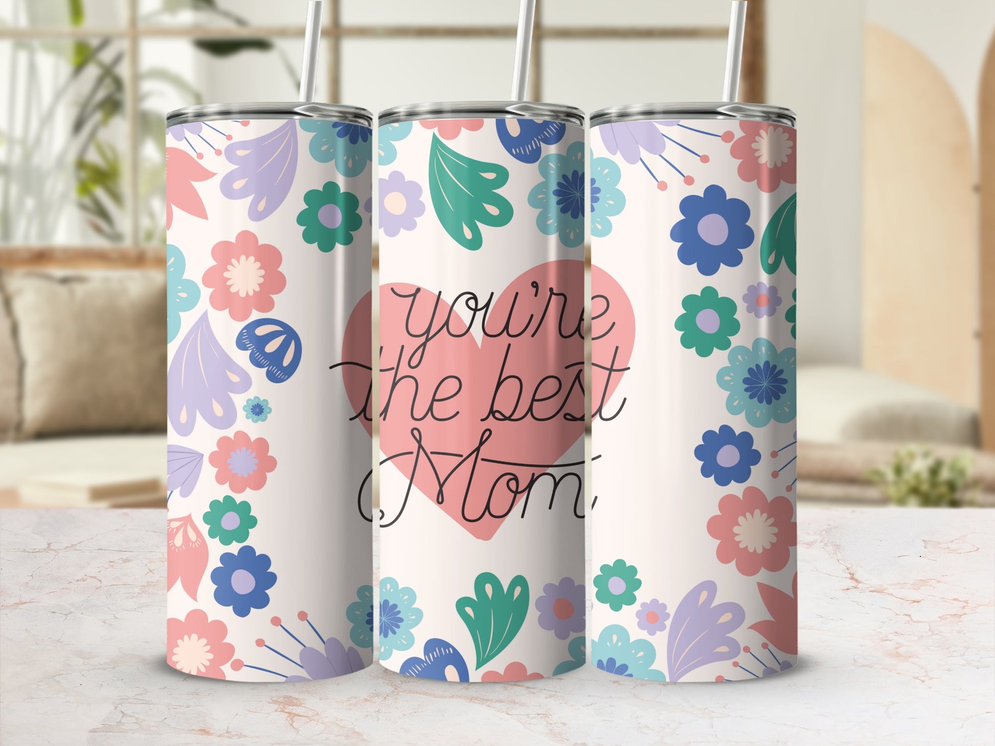You're The Best Mom Floral Travel Tumbler