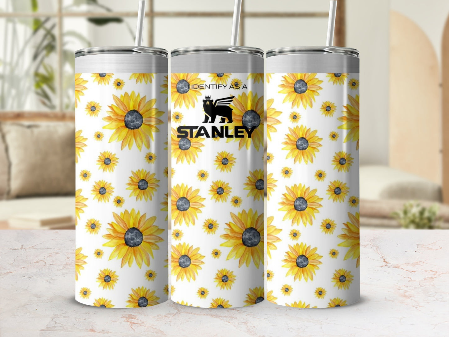 Sunflower Pattern Insulated Tumbler Cup Stainless Steel