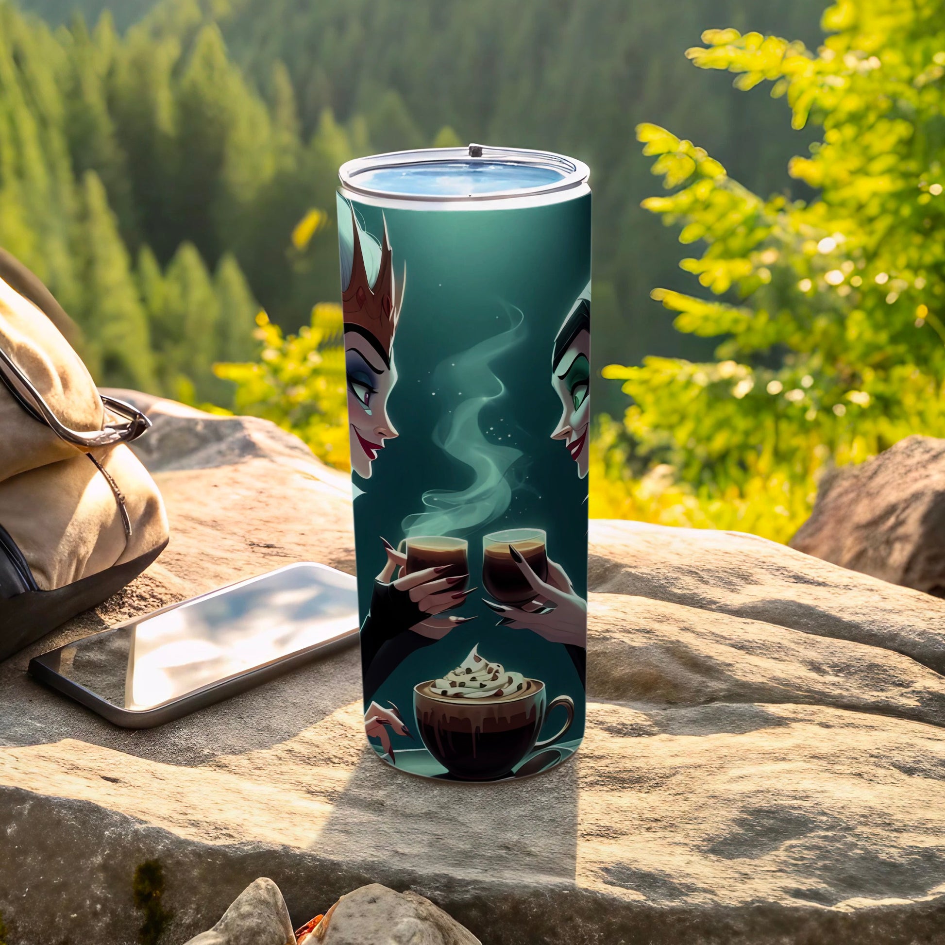 Enchanting Villains Coffee Tumbler with Forest Background