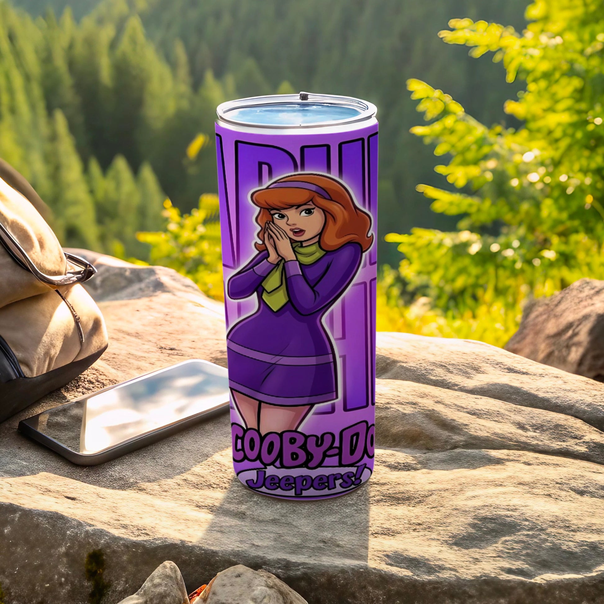 Purple tumbler with Scooby-Doo's Daphne and "Jeepers!" text.