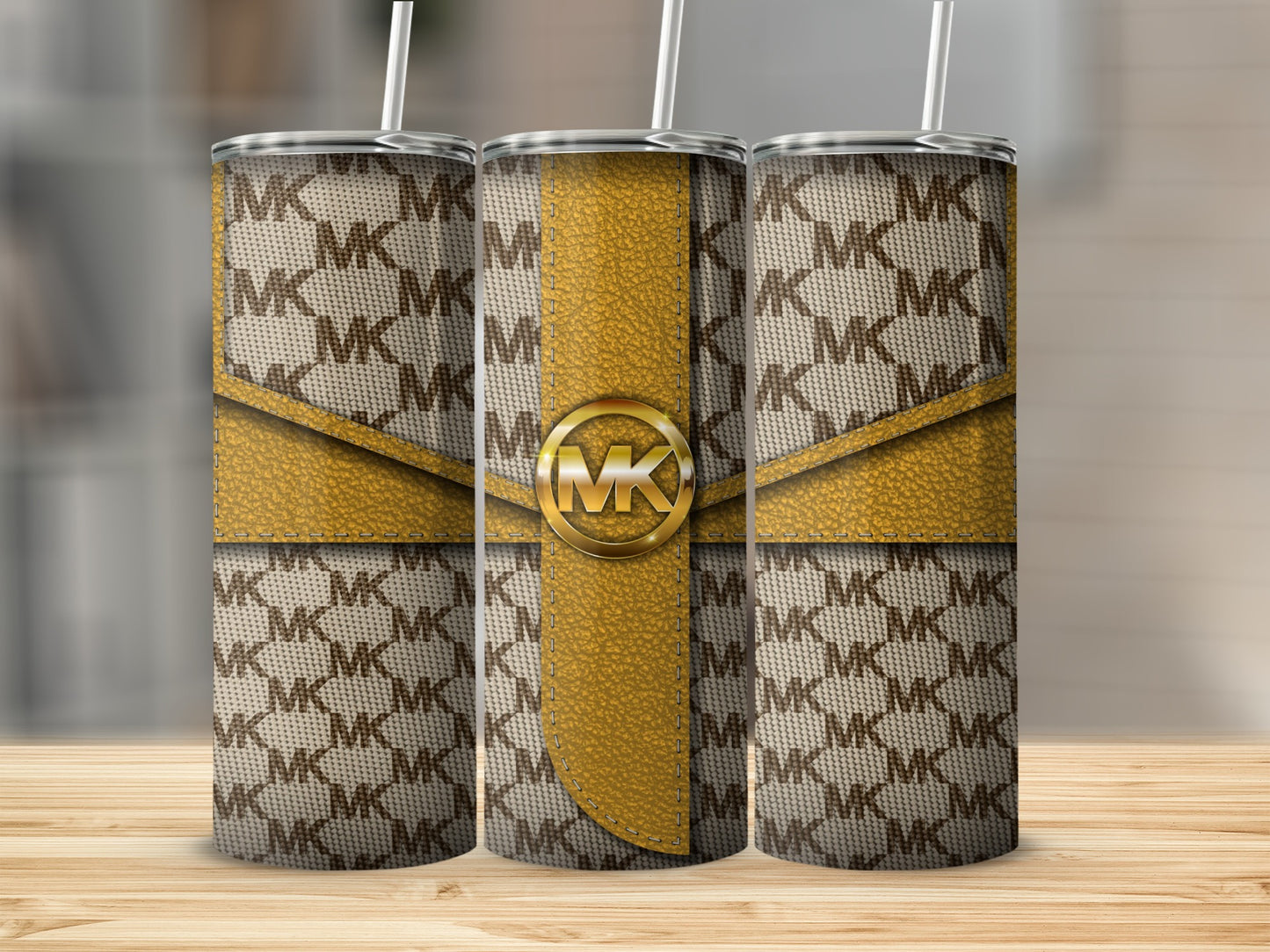 Stylish monogram tumbler with sleek gold accent design